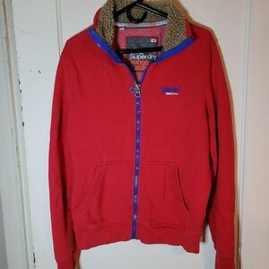 Superdry Red Performance Jacket with Blue Accents